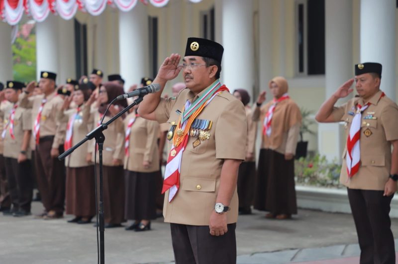 Bupati Tanjung Jabung Barat Pimpin Upacara Peringatan HUT Pramuka ke-63 Sabtu (21/08/24)